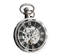 Vintage Punk Style Mechanical Pocket Mechanical Dial Anime Peripheral Pequet Watch Role Play Game, Silver