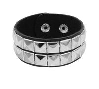 Vintage Punk Style Square Rivet Leather Bracelet with Elegant Floral Pattern