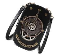 Vintage Punk Women's Crossbody Bag Leather Shoulder Handbag with Adjustable Strap for Parties and Music Festivals
