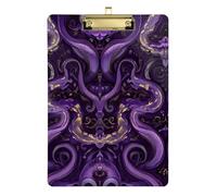 Vintage Purple Baroque Snake Print Acrylic Waterproof clipboards Standard Letter A4 Size Waterproof for 5th Grade Classroom Essentials for Teachers Gold 12x9in Tabla para escribir con Clip
