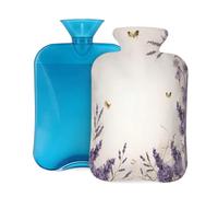 Vintage Purple Flowers Butterfly Hot Water Bottle with Cover, 2L Large Capacity Hot Water Bag for Hot Cold Compress, Hand Feet Warmer, Neck Shoulder Pain Relief
