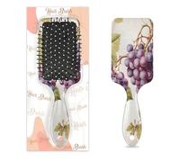 Vintage Purple Grape Leaves Hair Brush, Detangling Hair Brush for Thick, Curly Hair, Air Cushion Massage Comb, Premium Ladies Gift for All Hair Types