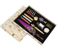 Vintage Purple Pen Set, Quill Pen Set with 5 Nibs, Stainless Steel Calligraphy Pen for Writing Drawing Practicing, Dip Pen Gift Set with Letter Opener Stamp and Wax Seal Ki Fashion