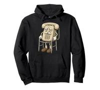Vintage Push Button Telephone Elder Character Retro Calling Pullover Hoodie