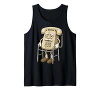 Vintage Push Button Telephone Elder Character Retro Calling Tank Top