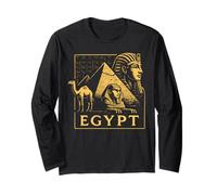 Vintage Pyramids Camel Hieroglyphs Egypt Travel Long Sleeve T-Shirt