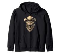 Vintage Python Snake Cowboy Hat Bandana Retro Western Zip Hoodie