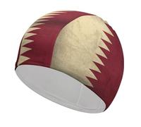 Vintage Qatar Flag Unisex Swimming Cap Elastic Comfort Shower Caps Fits All Hair Swim Accessories