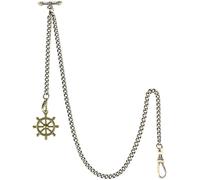 Vintage Quartz Pocket Watch Pocket Watch Albert Chain Pocket Watch and Chain, T-bar Chain with Compass Pendant, Curb Link Chain 2 Hook Antique Fob T Bar for Menu2026 (Color : 6.2 Bronze)