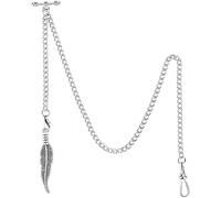 Vintage Quartz Pocket Watch Pocket Watch Albert Chain Pocket Watch and Chain, T-bar Chain with Compass Pendant, Curb Link Chain 2 Hook Antique Fob T Bar for Menu2026 (Color : 6.3 Silver)