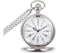 Vintage Quartz Pocket Watch Pocket Watch Vintage Smooth Classic Fob Watch with Short Chain for Men Women - Gift for Birthday Anniversary Day Christmas Fathers Day (Color : Wit)
