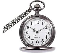 Vintage Quartz Pocket Watch Pocket Watch Vintage Smooth Classic Fob Watch with Short Chain for Men Women - Gift for Birthday Anniversary Day Christmas Fathers Day (Color : Black)