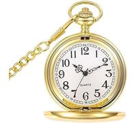 Vintage Quartz Pocket Watch Pocket Watch Vintage Smooth Classic Fob Watch with Short Chain for Men Women - Gift for Birthday Anniversary Day Christmas Fathers Day (Color : Or)