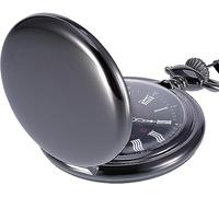 Vintage Quartz Pocket Watch Smooth Antique with Steel Chain (Color : Black)