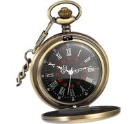 Vintage Quartz Pocket Watch Smooth Antique with Steel Chain (Color : Bronze)