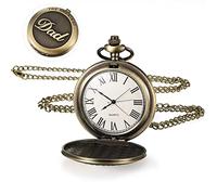 Vintage Quartz Pocket Watch Vintage Pocket Watch Smooth with Chain Roman Numerals Pocket Watch Antique Pocket Watch for Men Women Dad Birthday Anniversary Day (Color : Bronze Cover)