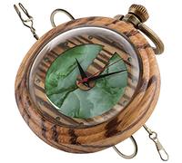 Vintage Quartz Pocket Watch Vintage Wooden Handmade Bamboo Wood Antique Pocket Watches with Chain Men's Pendant & Gift Box (Color : Brown Green)