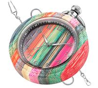 Vintage Quartz Pocket Watch Vintage Wooden Handmade Bamboo Wood Antique Pocket Watches with Chain Men's Pendant & Gift Box (Color : Colorful)