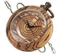 Vintage Quartz Pocket Watch Vintage Wooden Handmade Bamboo Wood Antique Pocket Watches with Chain Men's Pendant & Gift Box (Color : Brown 2)