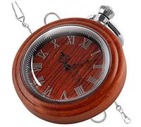 Vintage Quartz Pocket Watch Vintage Wooden Handmade Bamboo Wood Antique Pocket Watches with Chain Men's Pendant & Gift Box (Color : Red Brown)