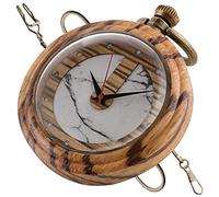 Vintage Quartz Pocket Watch Vintage Wooden Handmade Bamboo Wood Antique Pocket Watches with Chain Men's Pendant & Gift Box (Color : Brown White)