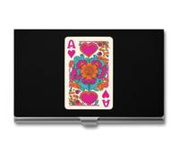 Vintage Queen Hearts Florals Playing Card Business Card Wallet Credit Card Holder Metal Square Small Pocket Purse