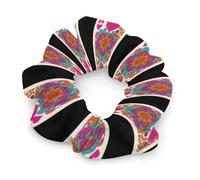 Vintage Queen Hearts Florals Playing Card Hair Scrunchies for Women Elastic Hair Bands Soft Hair Ties for Styling Gift Christmas Valentine's Day