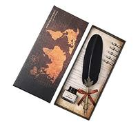 Vintage Quill and Ink Set Classic Quill Pen Texture Practical Calligraphy Feather Dip Pen Engraved Stainless Steel Dip Pen Handmade Quill and Ink Set Signature Quill