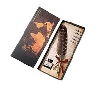 Vintage Quill and Ink Set Classic Quill Pen Texture Practical Calligraphy Feather Dip Pen Engraved Stainless Steel Dip Pen Handmade Quill and Ink Set Signature Quill