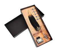 Vintage Quill Set,Vintage Feather Pen Set, Classical European Calligraphy Writing Dip Quill Feather Gift with Ink Bottle Pen Holder and 5pcs Stainless Steel Nibs for Studen