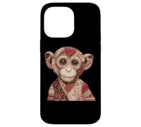 Vintage Quilted Monkey With Red Heart Love Case for iPhone 14 Pro Max
