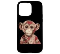 Vintage Quilted Monkey With Red Heart Love Case for iPhone 15 Pro Max