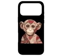 Vintage Quilted Monkey With Red Heart Love Case for iPhone 17 Pro Max