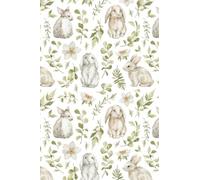 Vintage Rabbit Bunny Leaves Notebook Journal Blank Wide Ruled Pages Paper Composition Book Daily Planner Notes