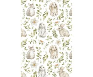 Vintage Rabbit Bunny Leaves Notebook Journal Blank Wide Ruled Pages Paper Composition Book Daily Planner Notes