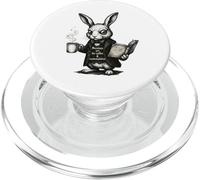 Vintage Rabbit Coffee Lover Morning Contemplation Art PopSockets PopGrip for MagSafe