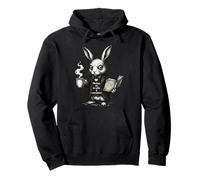 Vintage Rabbit Coffee Lover Morning Contemplation Art Pullover Hoodie