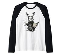 Vintage Rabbit Coffee Lover Morning Contemplation Art Raglan Baseball Tee