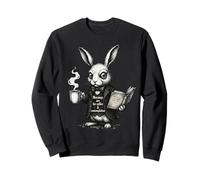 Vintage Rabbit Coffee Lover Morning Contemplation Art Sweatshirt