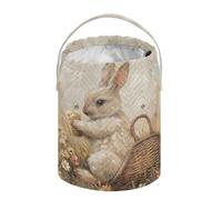 Vintage Rabbit Flowers Easter Baskets Yarn Bag Knitting Bag Craft Bag Yarn Organizer Small Crochet Bag for Crochet Beginners Knitting Accessories and Accessories