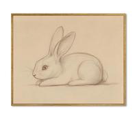 Vintage Rabbit Wall Art Antique Bunny Sketch Drawing Classical Rabbit Painting Mid Century Rustic Country Pictures Bunny Sketch Poster French Country Prints Farmhouse Animal Wall Art 8x10inch Framed