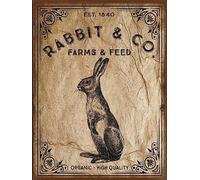 Vintage Rabbit Wall Art Canvas Rabbit Farms And Feed, Easter Modern Print Posters Vintage Canvas Paintings Wall Decor For Cafe Farm Bedroom Bathroom Theater Framed 8"x12"