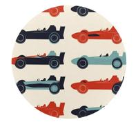 Vintage Race Car Pattern Small Round Mouse Pad, Anti-Slip Rubber Computer Mousepad for Office Home Gaming Laptop, 10 x 10 Inch