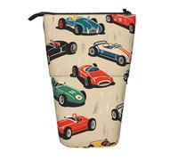 Vintage Race Car Standing Pencil Case Speed Sport Car Pen Pouch Holder Telescopic Pencil Bag Pop Up Cosmetics Bag Stationery Organizer for School Office Travel