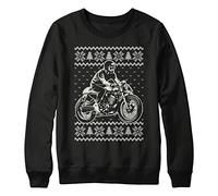 Vintage Racer Fairisle Ugly Christmas Sweatshirt, Funny & Unique British Bike Christmas Sweater, Xmas Jumper Gifts for Motorbike Racers, Simple Present For Men and Women, L, Black
