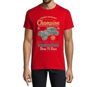 Vintage Racing Muscle Car Born to Race Crew Neck Cotton Men's T-Shirt Red Large