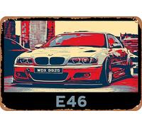 Vintage Racing Tin Sign, Retro Garage Metal Sign, Car Lover Gift,Wall Decor for Man Cave,Cars Room,Bar, Cafes Pubs,Outdoor Patio 8x12 Inches (E46)