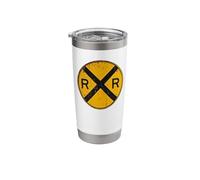Vintage Railroad Crossing Sign Worker Engineer Stainless Steel Insulated Tumbler
