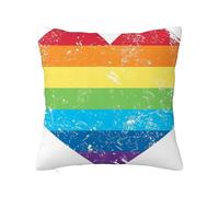 Vintage Rainbow Soft Pillow Covers, Modern Sofa Throw Pillow Cover,Heart Flag Gay Image Effect,Decorative Outdoor Pillow Case for Couch Bed Car for Home,Multicolor 16 x 16 inch
