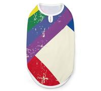 Vintage Rainbow Swedish Flag Cute Dog Shirt Sleeveless Soft Breathable Pet Apparel Tank Top Summer Cool 2XL